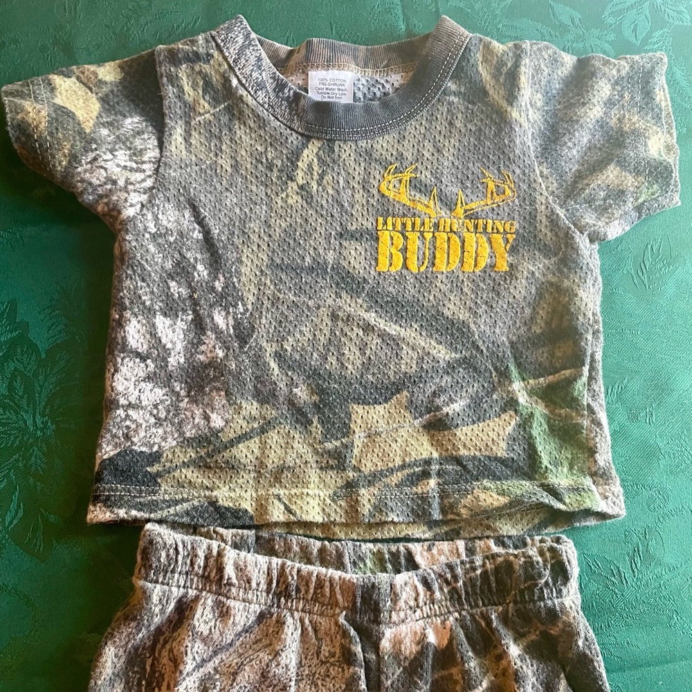 Camouflage shirt and pants size 6-12 months